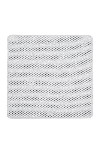 Croydex Teviot Padded Square Shower Mat - Secure Grip Suction Cups for a Non Slip Shower Mat with Drainage Holes and Comfortable Pressure Relief Padding 55x55cm, White