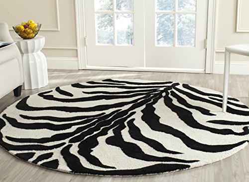 Safavieh Animal Print Rug for Living Room, Dining Room, Bedroom - Cambridge Collection, Short Pile, in Ivory and Black, 200 x 200 cm