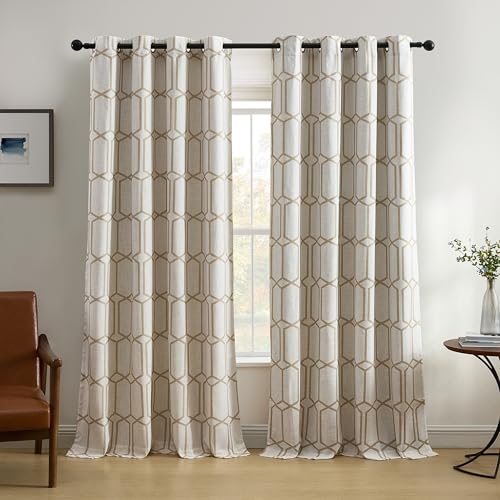 "Elrene Home Fashions Kaiden Geometric Room-Darkening Window Curtain, Single Panel, 52"" W x 95"" L (1 Panel), Taupe"