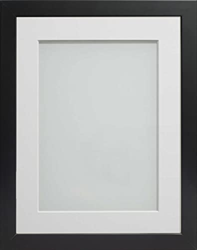 Frame Company Connolly Range Black Wooden Picture Photo Frame with White Mount, 14x11 for pic size A4 *Choice of Sizes* Fitted with Real Glass