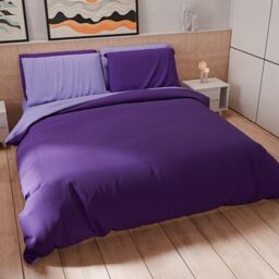 PETTI Artigiani Italiani - Maxi Double Duvet Cover Set 260 x 240 cm (2 Pillowcases 63 x 63 cm Included), Soft Microfibre Duvet Cover Set, Solid Colour Lilac - Purple