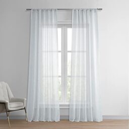 "HPD Half Price Drapes Solid Sheer Curtains for Living Room Linen Texture 50 X 120 (1 Panel), SHCH-SS07161-120, Aspen White, Polyester Blend, 50"" W x 120"" L (Pack of 1)"