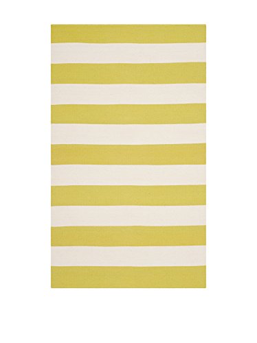 Safavieh Modern Indoor Flatweave Rectangle Area Rug, Montauk Collection, MTK712, in Green / Ivory, 91 X 152 cm for Living Room, Bedroom or Any Indoor Space