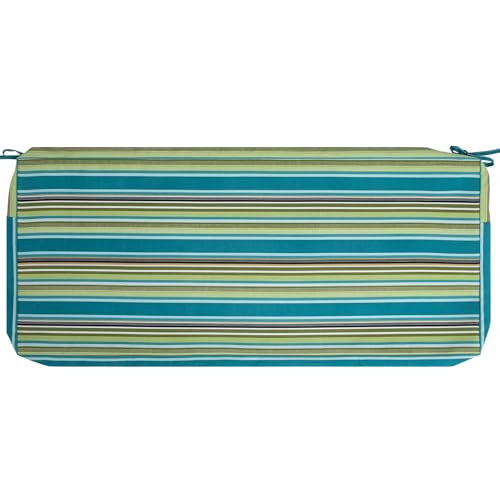 FUNHOME Outdoor Bench Cushion Cover 45 x18 x 3 inch,Water Resistant Cover with Zipper&Ties,Fade-Resistant Slipcover,Patio Porch Swing Cushion Cover Replacement Only,No Insert(Green Stripe)