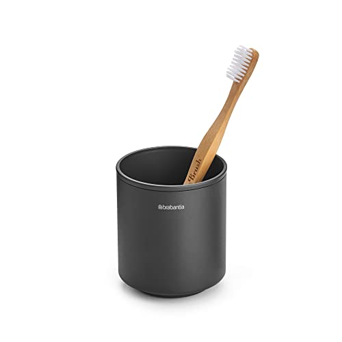 Brabantia - Mindset Toothbrush Holder - for Multiple Toothbrushes - Non Scratching - Easy to Clean - Corrosion Resistant Metal - Bathroom Accessory - Organiser - Infinite Grey - 9.4 x 8.1 x 8.1 cm