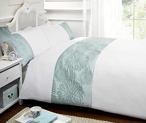 Rapport Home Blue and White Superking Diamante Embellished Duvet Cover Set