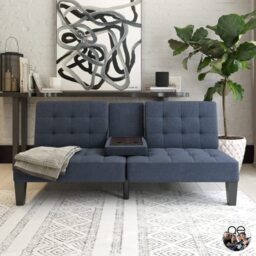 DHP Furniture Adalynn Convertible Sofabed Blue Linen, 88x182x80cm (DxWxH)