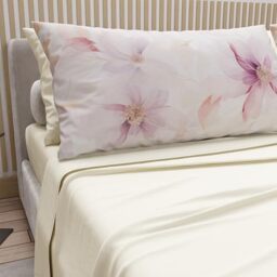 PETTI Artigiani Italiani - Cotton Sheets with Pillowcases in Digital Print, Single Sheet, 8 Cream Floral Print Bedding Set, 100% Made in Italy