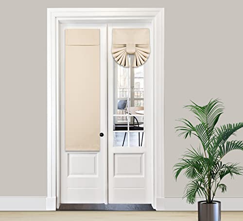 PI Blackout Door Curtain,Privacy Tie up Shade Thermal Insulated Small Door Curtain for Classroom/Sliding Door/Front Door 1 Panel (W12XL40,Beige)