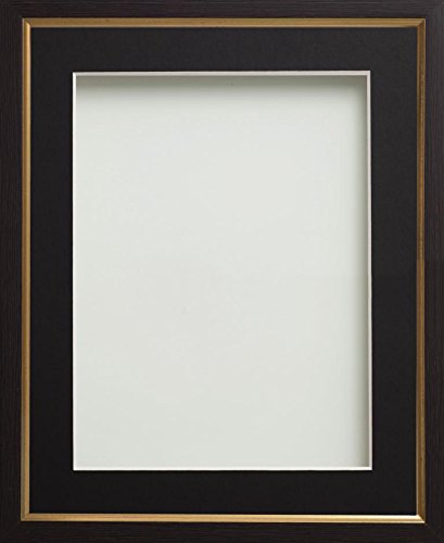 Frame Company Drayton Range Gold Insert Picture Photo Frame with Black Mount for Image Size 6 x 4-Inch, Plastic, Black, 12x10-inch