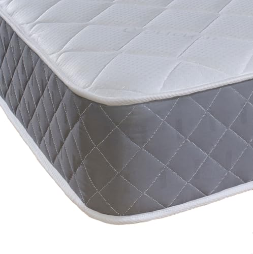 eXtreme comfort ltd Cooltouch Diamond Essential Grey Kingsize Mattress 150x200cm, 18cm Deep Foam Free Open Coil Spring Mattress, Quilted Cover, Plush Comfort Support, UK Made Mattress in a Box