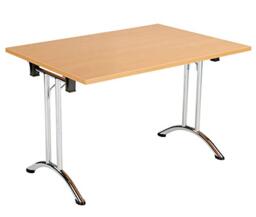 Office Hippo Folding Office Table, Sturdy & Stylish Computer Table Desk, Work Table For Home Office, Versatile Foldable Table For Meeting Room or Boardroom, 5 Year Guarantee - Beech/Chrome