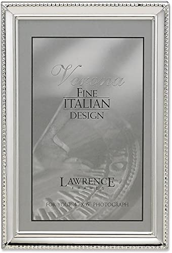 Lawrence Frames 11646 Polished Silver Plate 4x6 Picture Frame - Bead Border Design