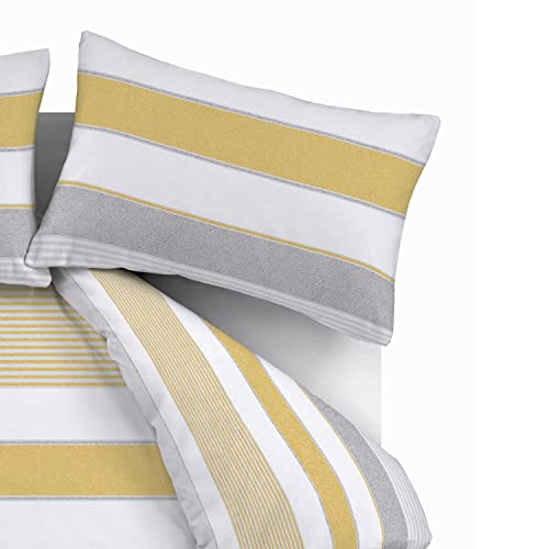 Catherine Lanfield New Quay Stripe Ochre Duvet Cover 40 x 80 (2), Twin, Yellow