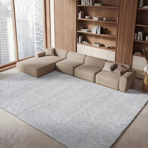 Safavieh August Shag Collection Shaggy Rug for Living Room Dining Room Bedroom Short Pile Silver 96 x 120 Inch