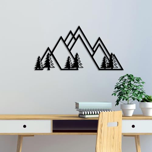 Stylish Black Decorative Metal Wall Accessory, 70 x 35 cm, 100% Metal (1.5 mm Thick), Easy Wall Mounting, Perfect for Modern Home Decor