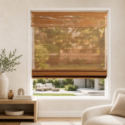 "CHICOLOGY Bamboo Blinds, Bamboo Shades, Roman Shades for Windows, Roman Window Shades, Window Shades for Home, Bamboo Shades for Patio, Blinds & Shades, Window Shade, 39""W X 64""H, Acorn"