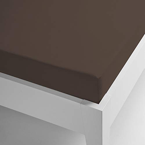 Miracle Home Microfiber Thermal Fitted Sheet Coral Plain Colours 90 x 200 chocolate