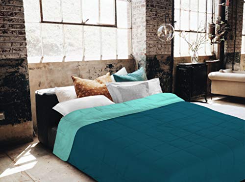 Italian Bed Linen Sogni e Capricci Summer Duvet, Microfibre 2 Seats Verde Bottiglia/Verde Acqua