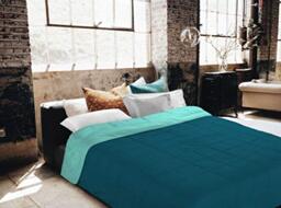 Italian Bed Linen Sogni e Capricci Summer Duvet, Microfibre 2 Seats Verde Bottiglia/Verde Acqua