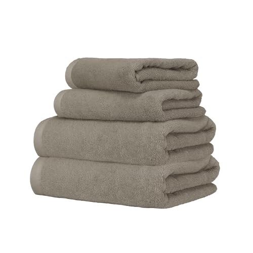 Ruggeri, 4 Towel Set, 2 Hand and 2 Guest, Cotton, Taupe