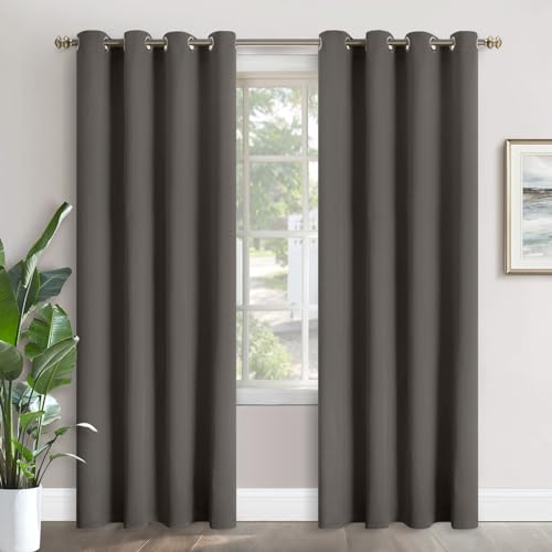 YoungsTex Blackout Curtains for Bedroom 84 Inches Long - Room Darkening with Grommet Thermal Insulated Drapes for Living Room Privacy Decorative, 2 Panels, 52 x 84 Inch, Grey