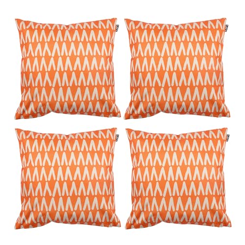 icon Outdoor Cushions Filled, Graphic Collection, Orange, Set of 4, 43cm x 43cm, Water Resistant, Orange Outdoor Cushions for Garden Furniture, Garden, Patio