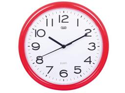 Trevi OM3301 - Completely silent 25.5cm diameter quartz round wall clock with sweep movement - Red