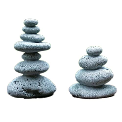 Sdeetesamjun 2 PCS Zen Stacking Stones, Handmade Rocks Statues Japanese Garden Decor, Office Relaxing Yoga Meditation Accessories (2 PCS)