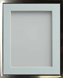 Frame Company Drayton Range Chrome Effect Photo Frame with Light Blue Mount, 7x5 for image size 5x3 inch