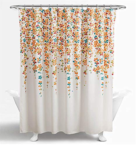 "Lush Decor Weeping Flower Shower Curtain, 72"" x 72"", Turquoise"