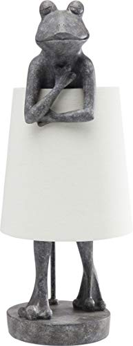 KARE Design Table Lamp Animal Frog, Grey, Bar Steel, Shade Linen, Bedside Lamp, Lighting, Room Decor, Bedroom, Living Room, Bulb not Included, 58 x 23 x 29 cm (H/W/D)