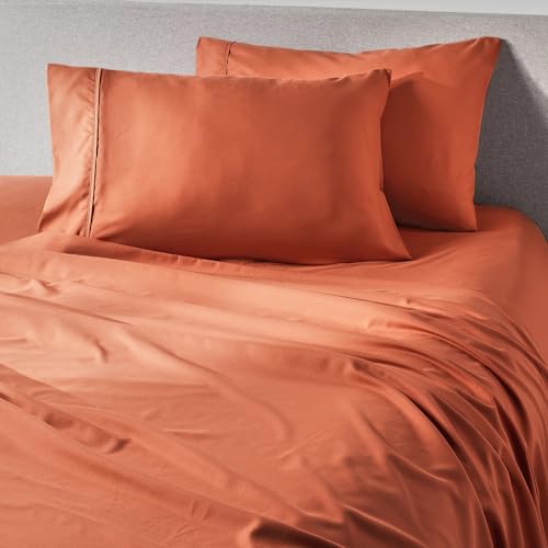PeachSkinSheets Cooling Bed Sheets for Hot Sleepers - Ultra-Soft Breathable Peachskin Performance Fabric???, Moisture-Wicking, Deep Pocket Sheet Set, Oeko-TEX??, (Queen Size, Pumpkin Spice)
