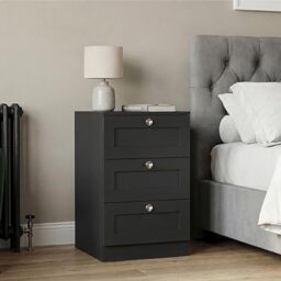 Vida Designs Altino 3 Drawer Bedside Table - White - 62H x 40W x 36D cm - Compact Space-Saving Nightstand - Engineered Wood - Smooth Glide Drawer - Modern Shaker Style - Ideal for Bedroom, Guest Room