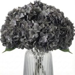 Blooming Paradise Artificial Silk Hydrangea for Wedding Flower Arrangements Home Kitchen Garden Party Festival Bar Decorations (Gray, 5 Flower Heads)