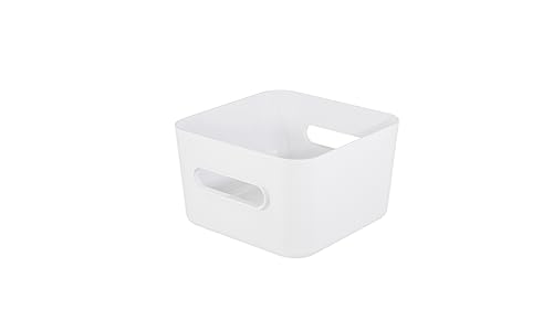 SmartStore Square M Storage Container 3.6 L - White - Kitchen, Bathroom, Office, Pantry, Fridge Organizer - Bin with Handles - Food Safe and BPA Free - 10 Year Guarantee - L20 x W20 x H12 cm