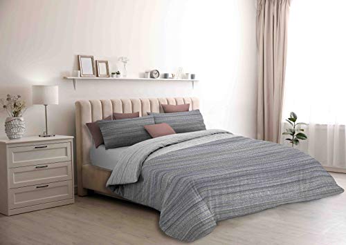 Italian Bed Linen Athena Duvet Cover, Cotton, Medina Grigio, 1 Place