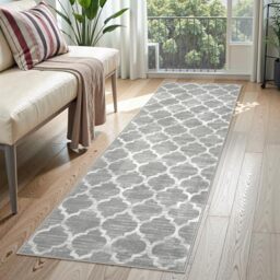 Lahome Moroccan Washable Runner Rug, 2'x6' Non Slip Grey Hallway Runner Rug, Laundry Throw Rugs and Mats for Laundry Room, Washable Runner Rugs for Kitchen Laundry Room Hallway Entryway Area Rugs