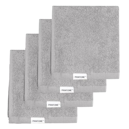 PANTONE™ – Bathroom Washcloths 30 x 30 cm, 4 Pieces in 100% Pure Cotton Terry Towels, Oeko-Tex Certified, Multi-purpose Small Bath Towel Set, Soft and Absorbent Also Suitable as Face Makeup Remover