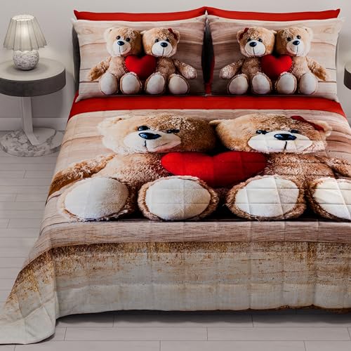 PETTI Artigiani Italiani - Summer Bedspread 220 x 260 cm 100 g/m?? Double Face, Spring Quilt, Light Quilt, Sweetness, 100% Made in Italy