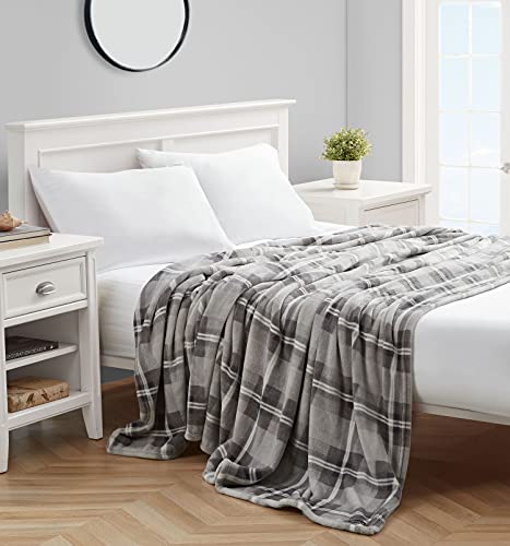 Nautica - King Blanket, Super Soft Plush Fleece Bedding, Warm & Cozy Home Decor (Lewes Grey, King)