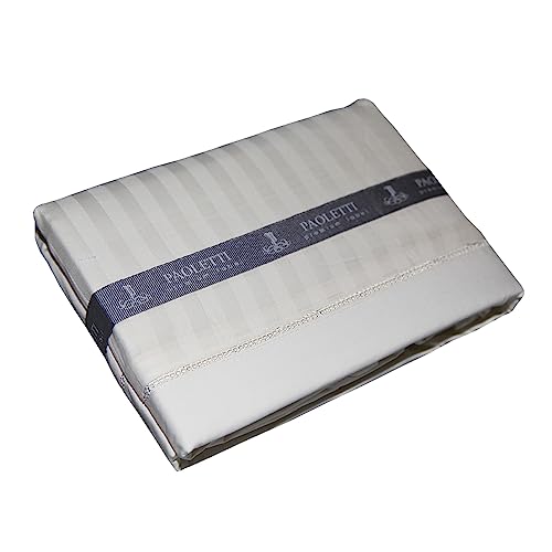 "Riva Paoletti Eton Oxford Pillow Case Cream Vertical Satin Stripe Design 100% Pure Cotton Machine Washable 48 x 74cm (19"" x 29"" inches), Pillowcase"