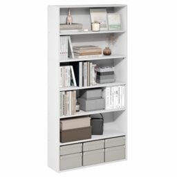 Furinno PASIR Book Shelf, 6-Tier Bookshelf, Bookcase with Open Storage Shelf, 23.9 x 80 x 160cm, for Home Office, Bedroom, Living Room, White