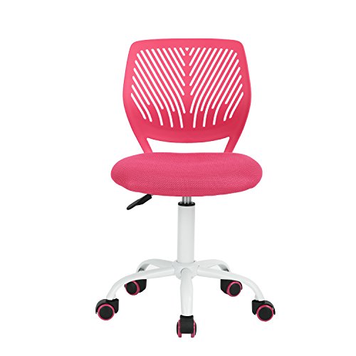 HOMYLIN Desk Computer chair Ergonomic Fabric Swivel Office Comf Work without Arms Height Adjustable Study, Pink
