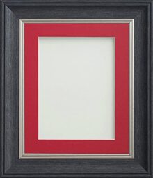 Frame Company Drummond Range Charcoal A3 Picture Photo Frame with Red Mount for Image A4 * Choice of Sizes* Fitted with Real Glass
