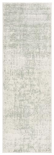 Safavieh Contemporary Rug for Living Room, Dining Room, Bedroom - Adirondack Collection, Short Pile, in Beige and Sage, 62 X 240 cm