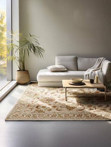 Nouristan Oriental Rug - Runner Oriental Classic Oriental Living Room Rug Densely Woven with Border Flat Weave for Living Room, Bedroom, Dining Room, Hallway - Cream, 160 x 235 cm