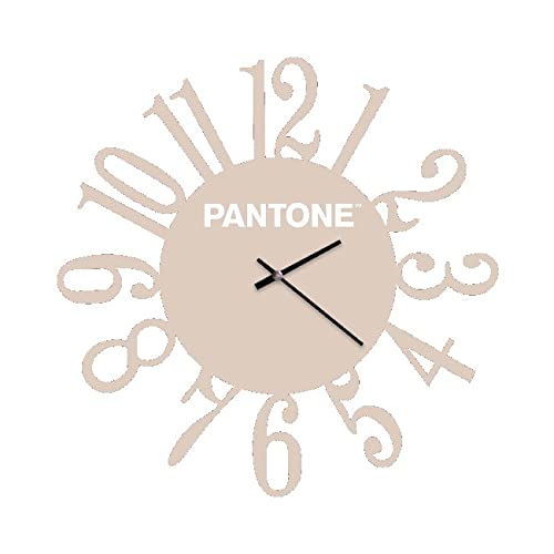 Pantone by Homemania Homemania Loop Clock, Round Wall Decoration, for Living Room, Kitchen, Office, Sand, White, Metal, 40 x 0.15 x 40 cm, Dimension du Produit: L40xP0,15xA40 cm, 0,7 kg