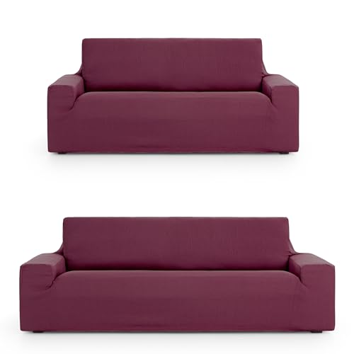 ECOMMERC3 - Universal and Versatile 3+2 Duo Sofa Cover - Bordeaux Protector Easy to Install for Back, Seat and Arms