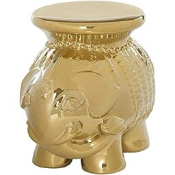 SAFAVIEH Modern Ceramic Garden Stool, in Gold, 35 X 50 X 45